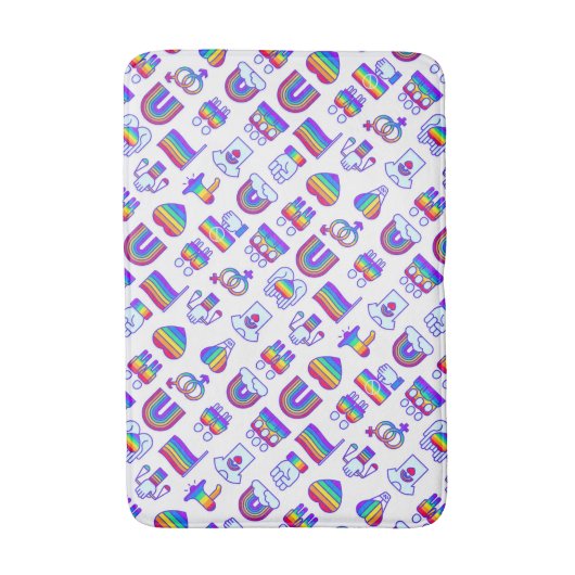 Kleurrijke regenboogpictogrammen badmat (Voorkant Verticaal)