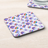 Kleurrijke regenboogpictogrammen bier onderzetter (Linkerzijde)
