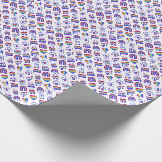 Kleurrijke regenboogpictogrammen cadeaupapier (Hoek)