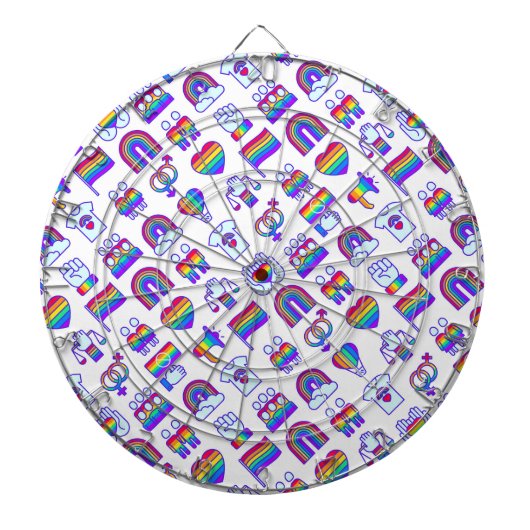 Kleurrijke regenboogpictogrammen dartbord (Voorkant)