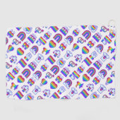 Kleurrijke regenboogpictogrammen golfhanddoek (Horizontaal)
