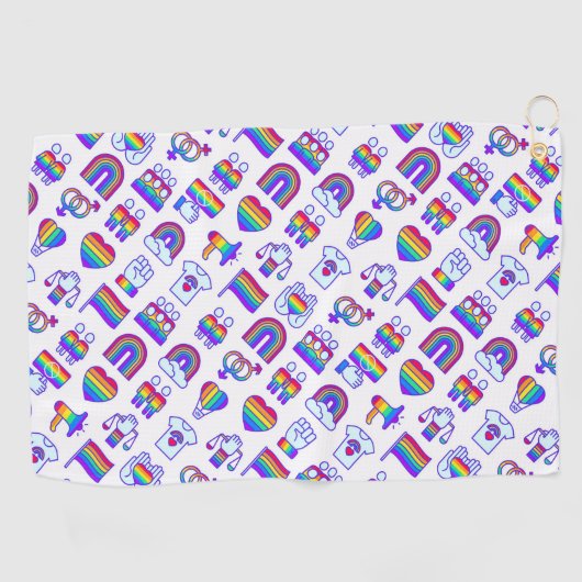 Kleurrijke regenboogpictogrammen golfhanddoek (Horizontaal)