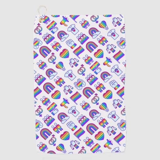 Kleurrijke regenboogpictogrammen golfhanddoek (Voorkant)