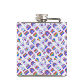 Kleurrijke regenboogpictogrammen heupfles (Achterkant)