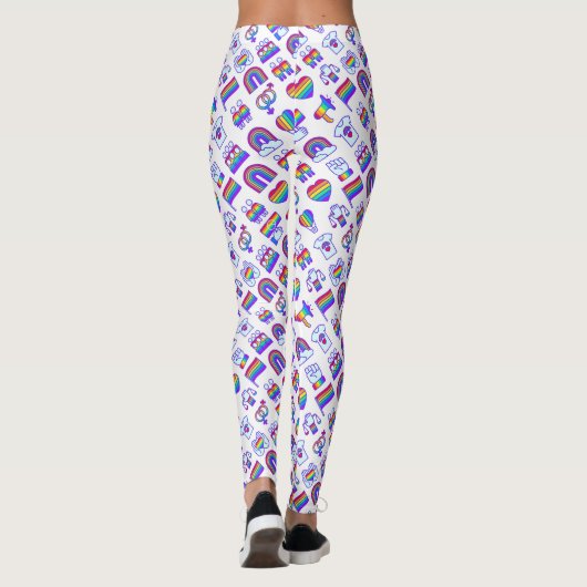 Kleurrijke regenboogpictogrammen leggings (Achterkant)