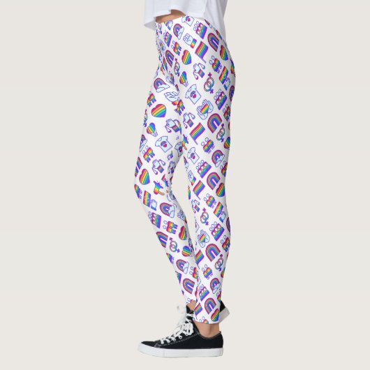 Kleurrijke regenboogpictogrammen leggings (Links)