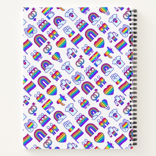 Kleurrijke regenboogpictogrammen notitieboek (Achterkant)