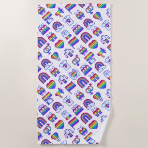 Kleurrijke regenboogpictogrammen strandlaken