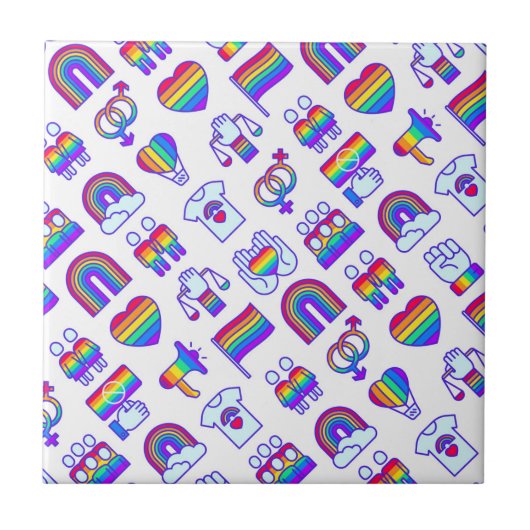 Kleurrijke regenboogpictogrammen tegeltje (Voorkant)