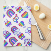 Kleurrijke regenboogpictogrammen theedoek (Quarter Fold)