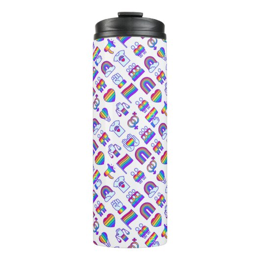 Kleurrijke regenboogpictogrammen thermosbeker (Voorkant)