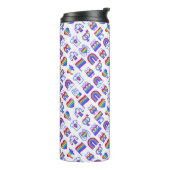 Kleurrijke regenboogpictogrammen thermosbeker (Gedraaid links)