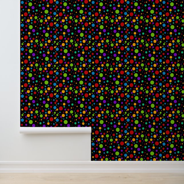 Kleurrijke regenboogpoka Dots Behang (Applicatie)