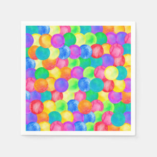 Kleurrijke regenboogpolka dot waterkleurenklek servet
