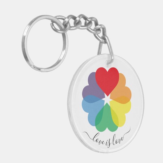 Kleurrijke regenboogpride sleutelhanger (Voorkant Links)