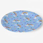 Kleurrijke regenboogregendruppels papieren bordje (Gekanteld)