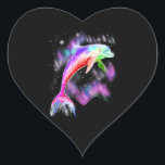 kleurrijke regenboogroze dolfijn oceaangalaxruimte hart sticker<br><div class="desc">kleurrijke regenboogroze dolfijn oceaangalaxruimte .</div>