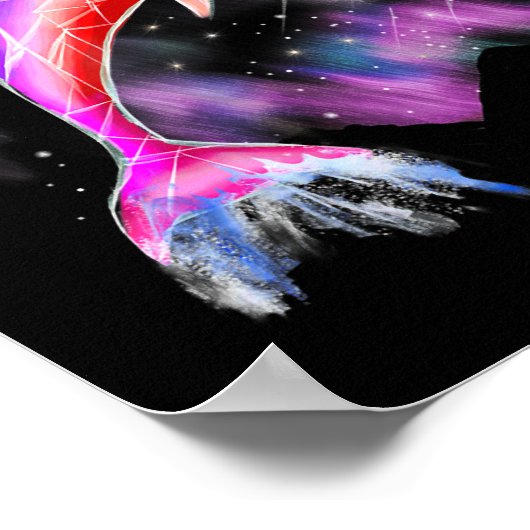 kleurrijke regenboogroze dolfijn oceaangalaxruimte poster (Hoek)