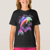 kleurrijke regenboogroze dolfijn oceaangalaxruimte t-shirt (Voorkant)
