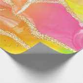 Kleurrijke regenboogroze en Oranje en groen Cadeaupapier (Hoek)