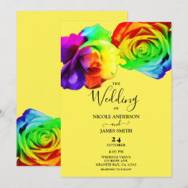 Kleurrijke regenboogRozen Bold Floral Wedding Kaart