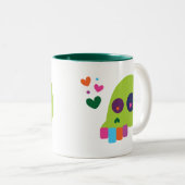 Kleurrijke regenboogschedel tweekleurige koffiemok (Voorkant rechts)