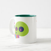 Kleurrijke regenboogschedel tweekleurige koffiemok (Voorkant links)