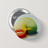 Kleurrijke regenboogslinky speelgoed voor kinderen ronde button 5,7 cm (Voorkant /achterkant)