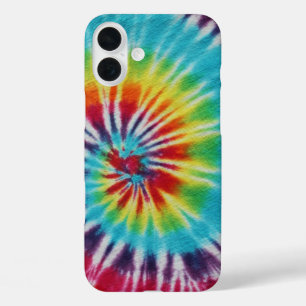 Kleurrijke regenboogspiraal Tie Dye iPhone 16 Plus Hoesje