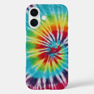 Kleurrijke regenboogspiraal Tie Dye iPhone 16 Hoesje