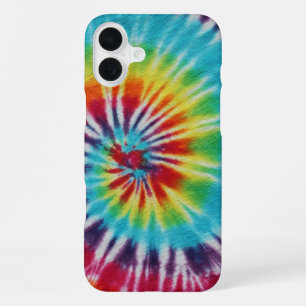 Kleurrijke Regenboogspiraal Tie Dye iPhone 16 Plus Hoesje