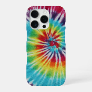 Kleurrijke regenboogspiraal Tie Dye iPhone 16 Pro Hoesje