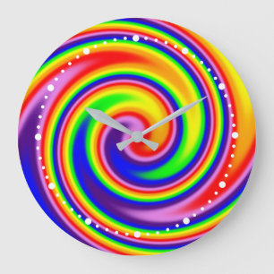 Kleurrijke Regenboogspiraalwerveling Nummerloos Op Grote Klok