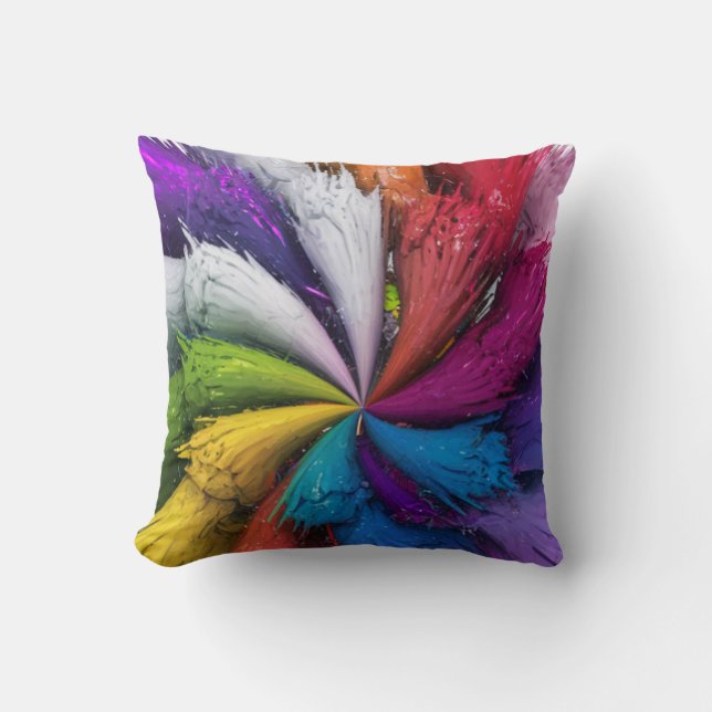 Kleurrijke regenboogsplash kussen (Voorkant)