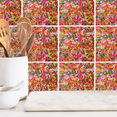 Kleurrijke regenboogspringen tegeltje