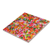 Kleurrijke regenboogspringen tegeltje (Zijkant)