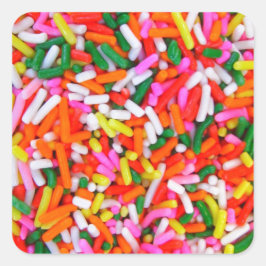 Kleurrijke regenboogspringen vierkante sticker