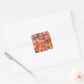 Kleurrijke regenboogspringen vierkante sticker (Envelop)