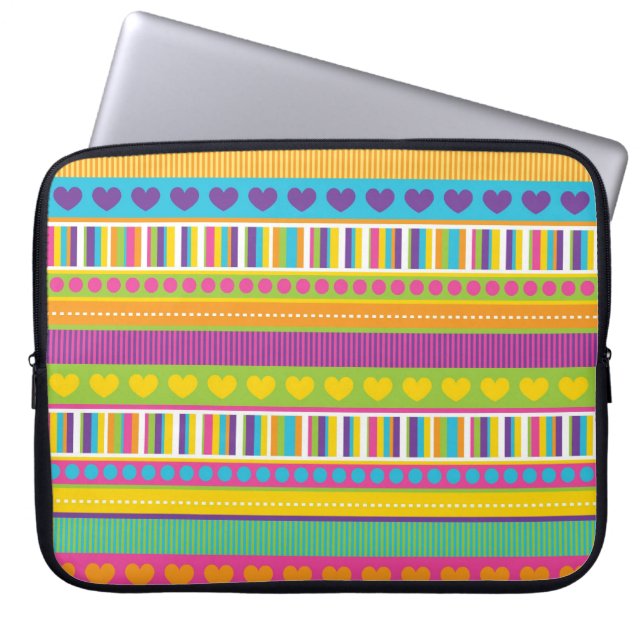 Kleurrijke regenboogstaarten en schaafjes laptop sleeve (Voorkant)