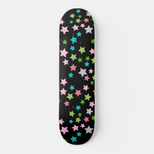 Kleurrijke Regenboogsterren Zwarte Sterrennacht Persoonlijk Skateboard