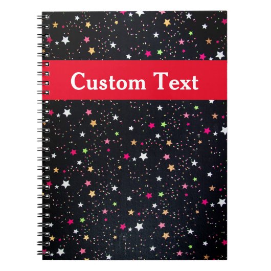 Kleurrijke regenboogsterstrips Cute Black Notitieboek (Voorkant)