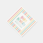 Kleurrijke regenboogstreep baby brunchuitnodiging servet (Hoek)