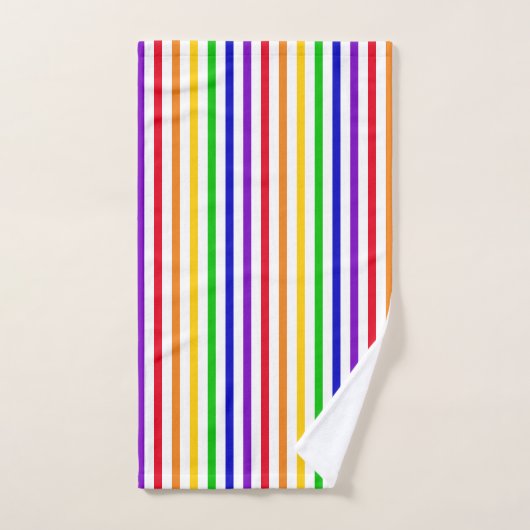 Kleurrijke regenboogstrepen en monogram bad handdoek (Handdoek)