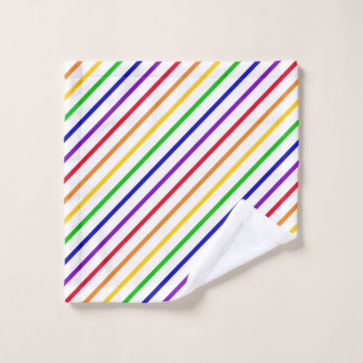 Kleurrijke regenboogstrepen en monogram bad handdoek (Wasdoekje)