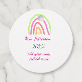 Kleurrijke regenboogstrepen voegen lerarennaam jaa bedankjes labels