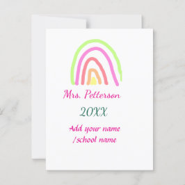 Kleurrijke regenboogstrepen voegen lerarennaam jaa briefkaart
