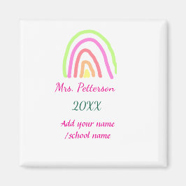Kleurrijke regenboogstrepen voegen lerarennaam jaa magneet