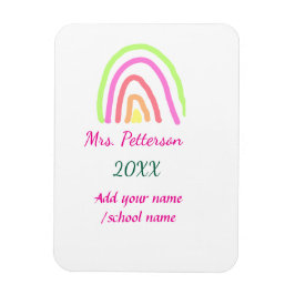 Kleurrijke regenboogstrepen voegen lerarennaam jaa magneet
