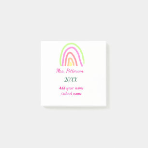 Kleurrijke regenboogstrepen voegen lerarennaam jaa post-it® notes