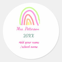 Kleurrijke regenboogstrepen voegen lerarennaam jaa